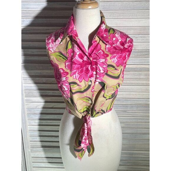 NY&Co Lg Tropical Tie Front Top - Picture 7 of 13